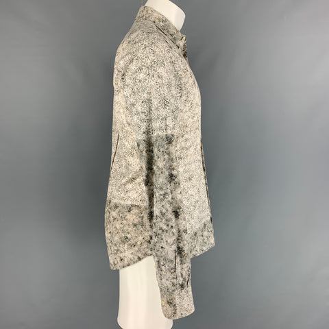 PAL ZILERI Size M Grey Floral Cotton Button Up Long Sleeve Shirt