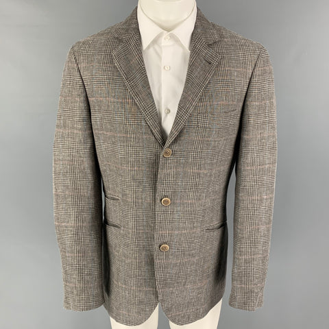 BRUNELLO CUCINELLI Size 40 Blue Glenplaid Wool Blend Sport Coat