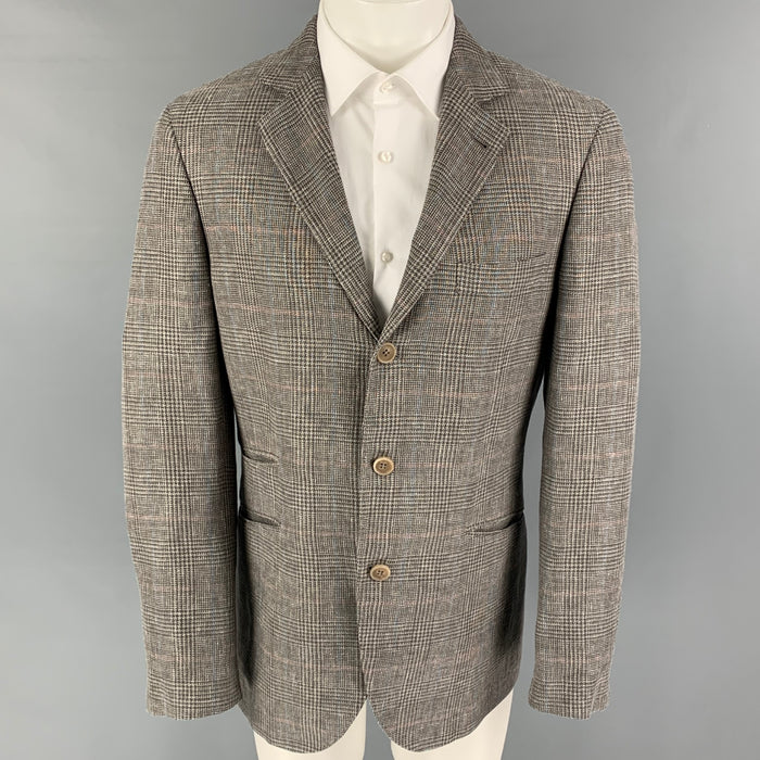 BRUNELLO CUCINELLI Talla 40 Abrigo deportivo de mezcla de lana Glenplaid azul