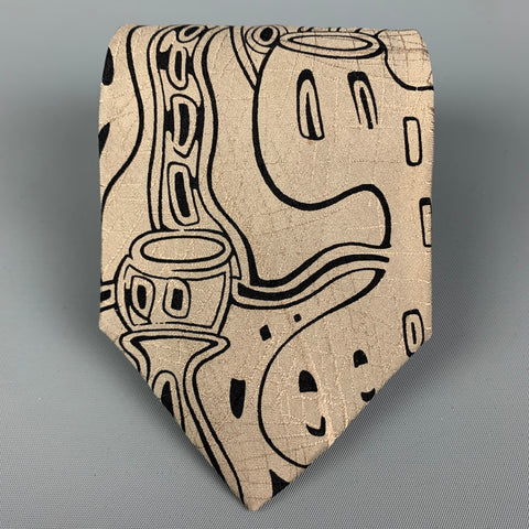 MAURIZIO BALDASSARI Taupe Print Silk Tie