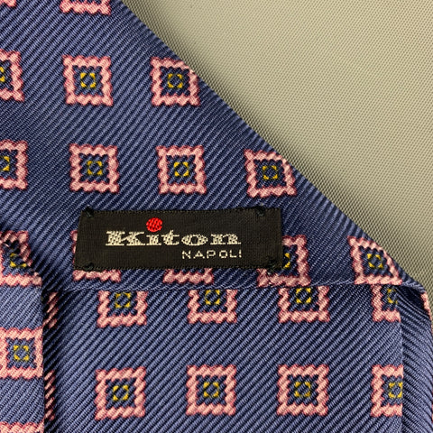 KITON Navy Pink Rhombus Silk Tie
