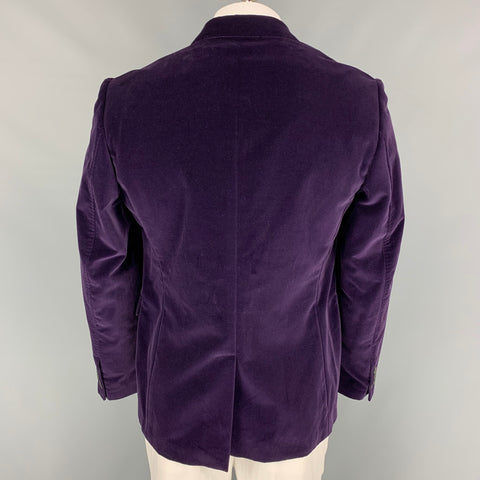 PAUL SMITH The Byard Size 44 Regular Purple Velvet Cotton Notch Lapel Sport Coat