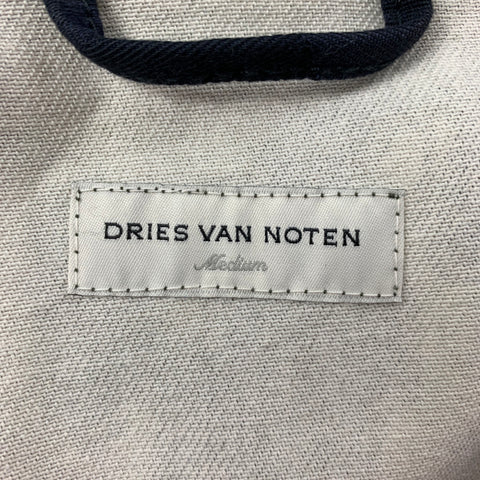 DRIES VAN NOTEN Size M Navy Green Cotton Camo Print Trucker Jacket