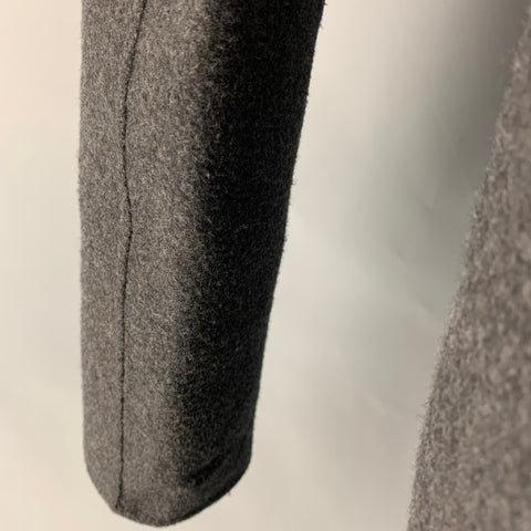 THEORY Size M Charcoal Tan Solid Wool Blend Belted Coat