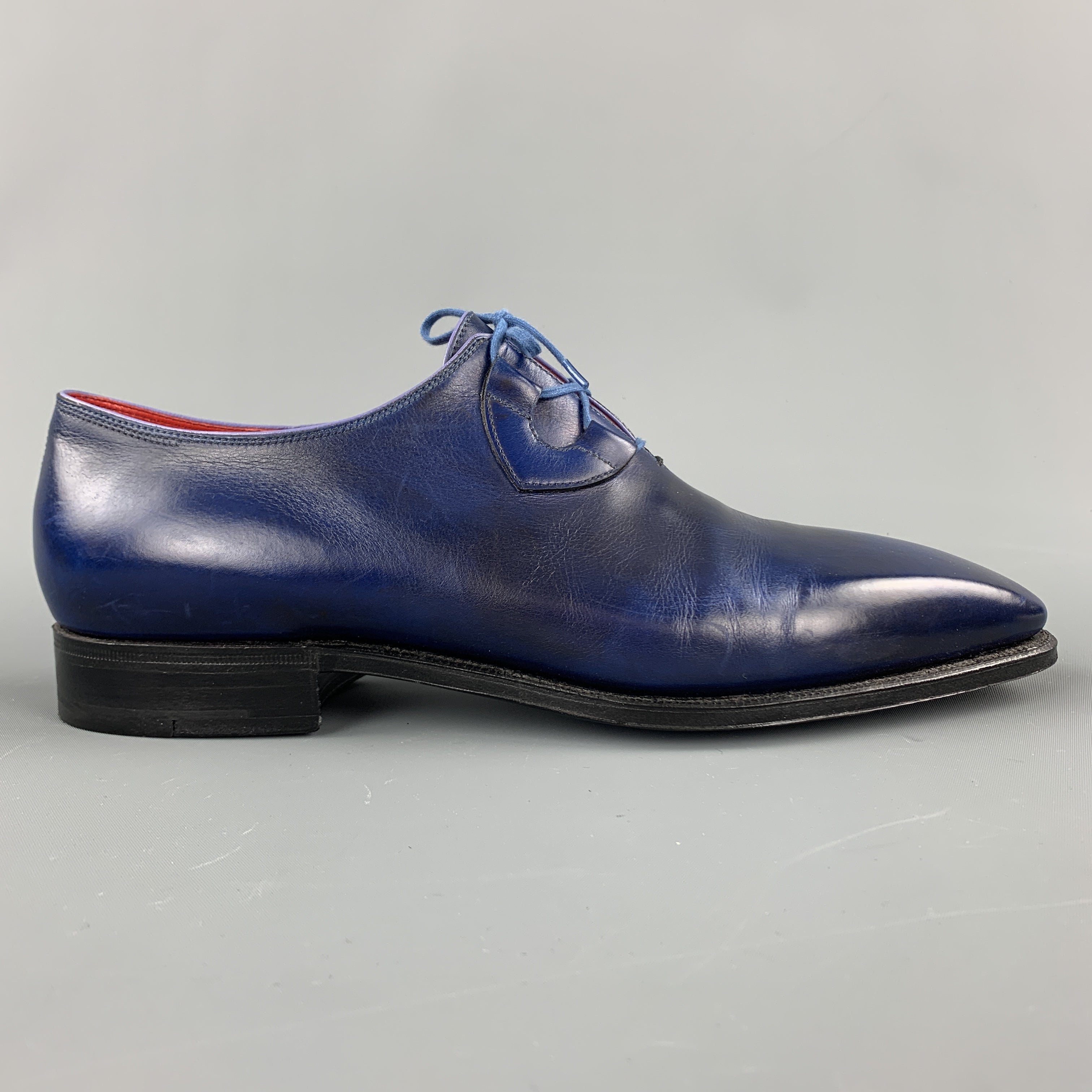 CORTHAY Size US 9.5 Blue Antique Leather Lace Up Dress Shoes – Sui