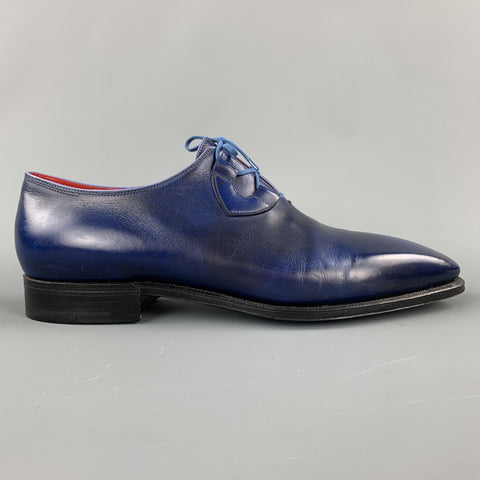 CORTHAY Taille US 9,5 Chaussures habillées à lacets en cuir antique bleu