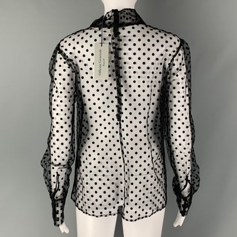 OFFICINE GENERALE Talla L Blusa negra con cuello alto y lunares en mezcla de poliamida