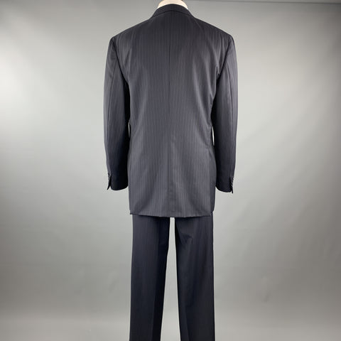 BRIONI 46 Navy Stripe Wool 40 x 33 Notch Lapel Suit