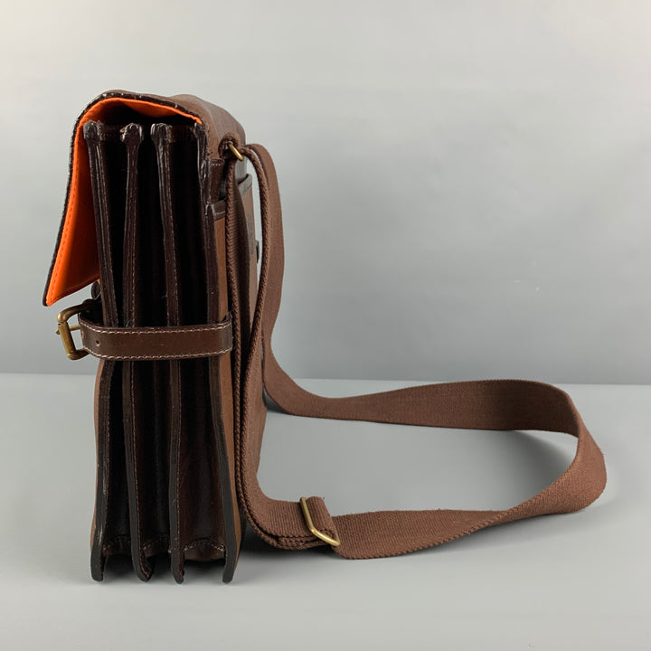 MULHOLLAND Brown Leather Accordion Messenger Bag