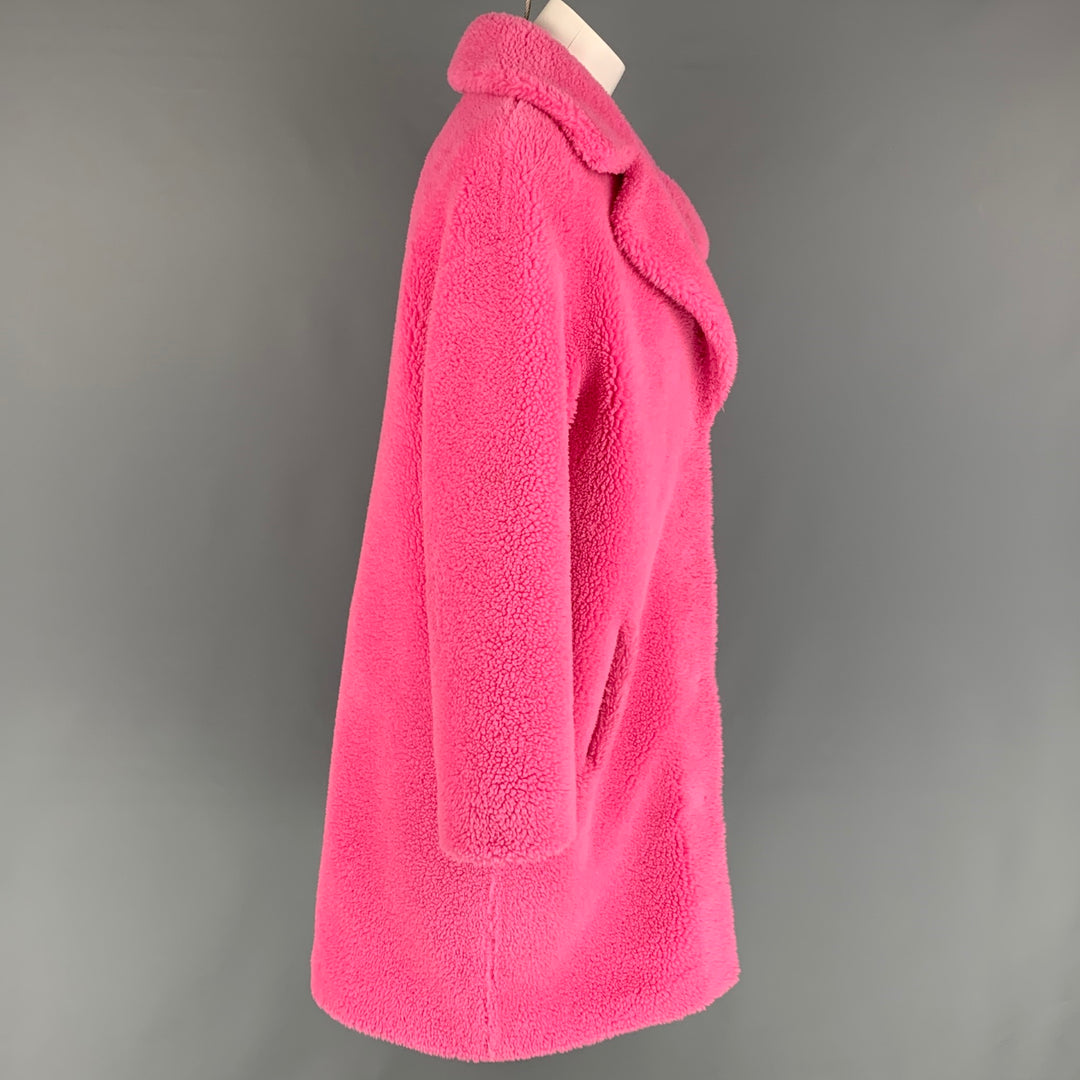 STAND STUDIO Size M Pink Faux Fur Notch Lapel Coat