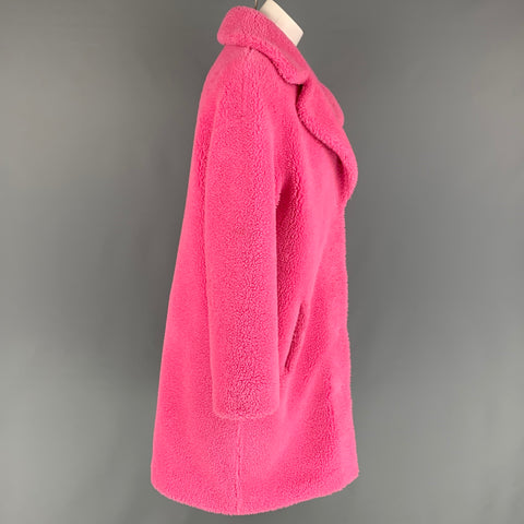 STAND STUDIO Abrigo con solapa de muesca de piel sintética rosa talla M