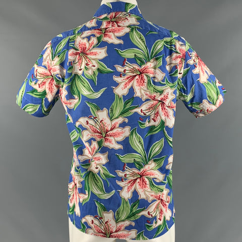 POLO by RALPH LAUREN Size S Blue Green Floral Spread Collar Short Sleeve Shirt