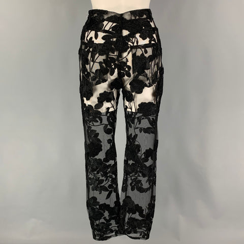 ADAM SELMAN Size 2 Black Lace Dress Pants