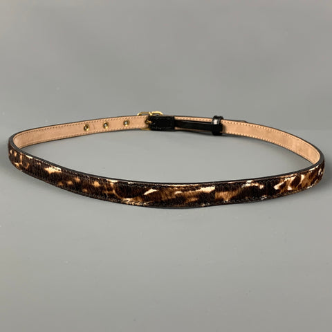 BURBERRY PRORSUM Size 32 Brown White Animal Print Pony Hair Belt