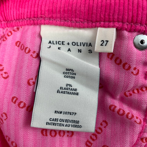 ALICE + OLIVIA Size 27 Pink Cotton Corduroy Jean Cut Pants
