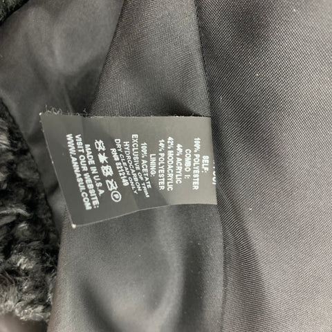 ANNA SUI Size M Black Polyester Textured Faux Fur Coat