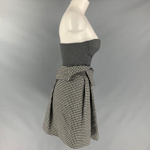 RICHARD NICOLL Size 6 Grey Wool & Cashmere Mixed Fabrics Black & White Dress