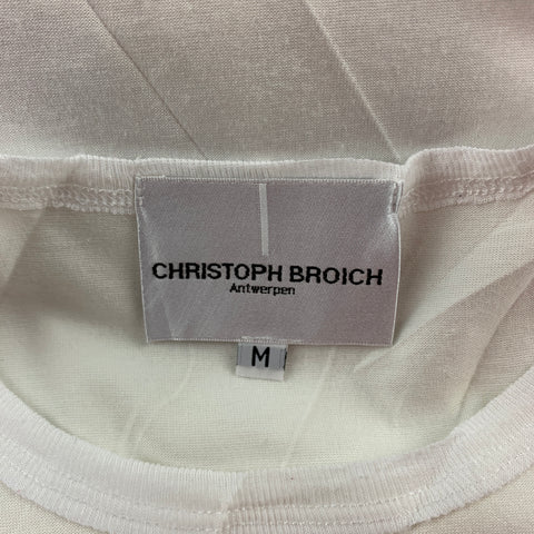 CHRISTOPH BROICH Size M White Wrinkled Cotton / Polyester Crew-Neck Pullover