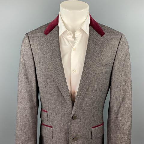 PAUL SMITH The Byard Size 40 Grey Houndstooth Virgin Wool Notch Lapel Sport Coat