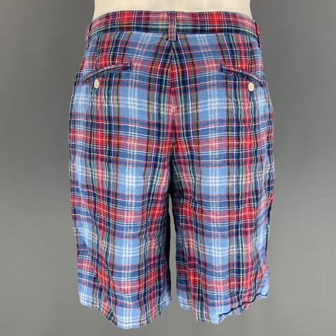 POLO par RALPH LAUREN Taille 33 Short à braguette zippée en coton à carreaux multicolore