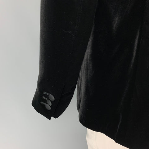 EMPORIO ARMANI Size 44 Black Velvet Peak Lapel Sport Coat