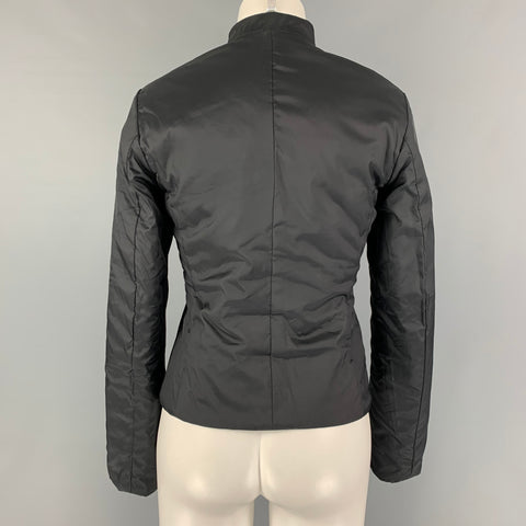 JIL SANDER Size 4 Black Polyester Blend Textured Reversible Jacket