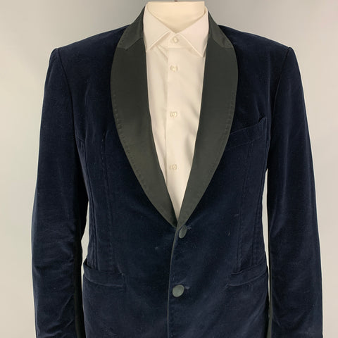 ROBERTO CAVALLI Taille XL Manteau de sport en velours de coton noir marine