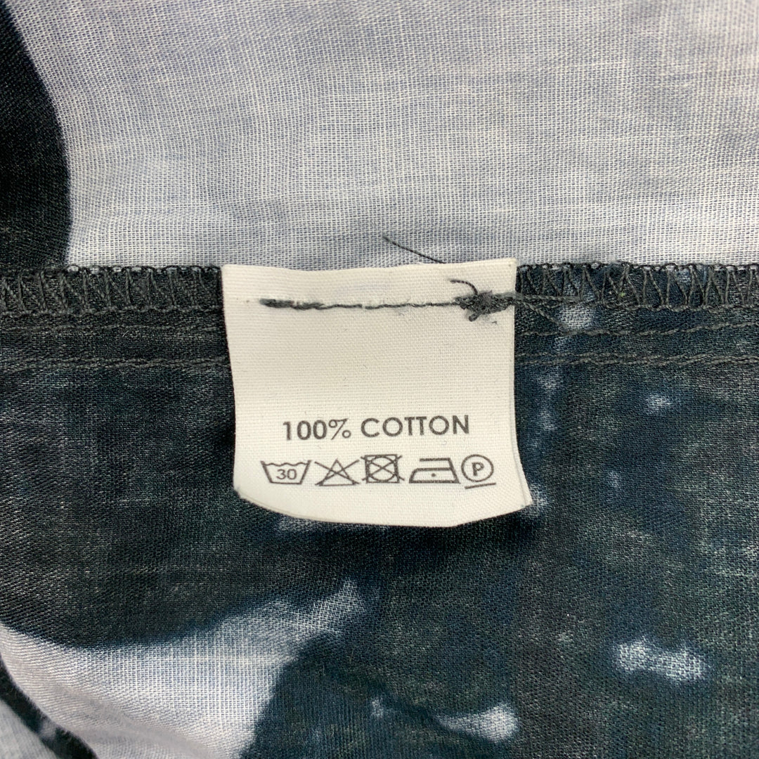 DRIES VAN NOTAN S/S 16 Talla S Camisa de manga larga con botones de algodón con estampado de Marilyn Monroe en negro y azul