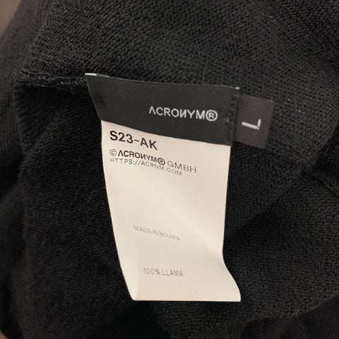 ACRONYM Size L Black Knitted Wool Crew-Neck Pullover