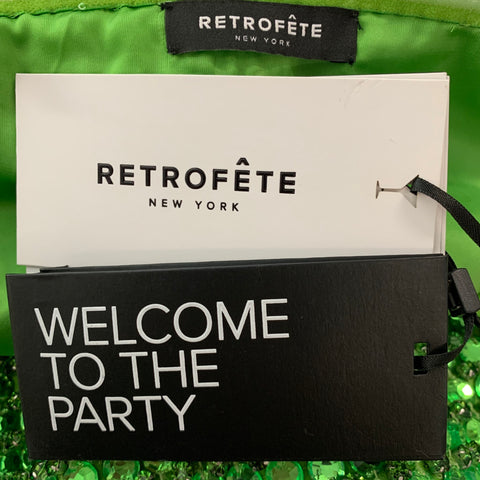 RETROFETE Size XXS Green Viscose Beaded Cropped Dress Top