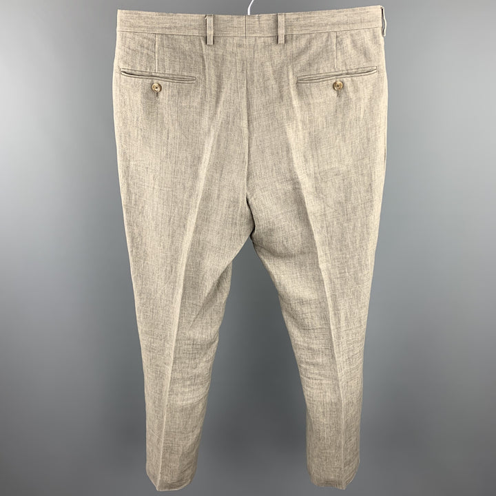J. CREW Pantalones de vestir con parte delantera plana de lino color topo talla 32