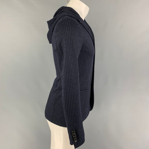 EMPORIO ARMANI Talla 34 Chaqueta con capucha a rayas gris marino