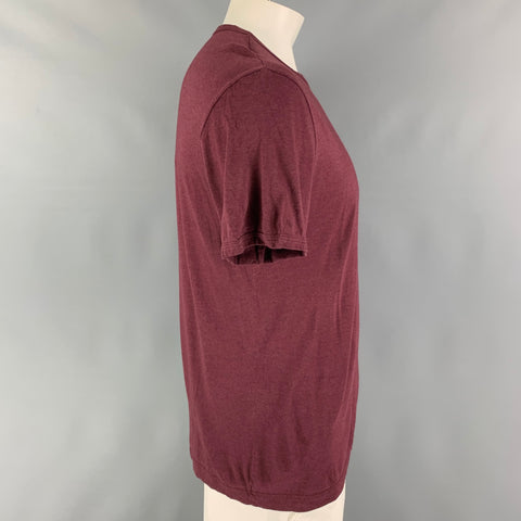 DOLCE & GABBANA Size L Burgundy Cotton Crew-Neck T-shirt