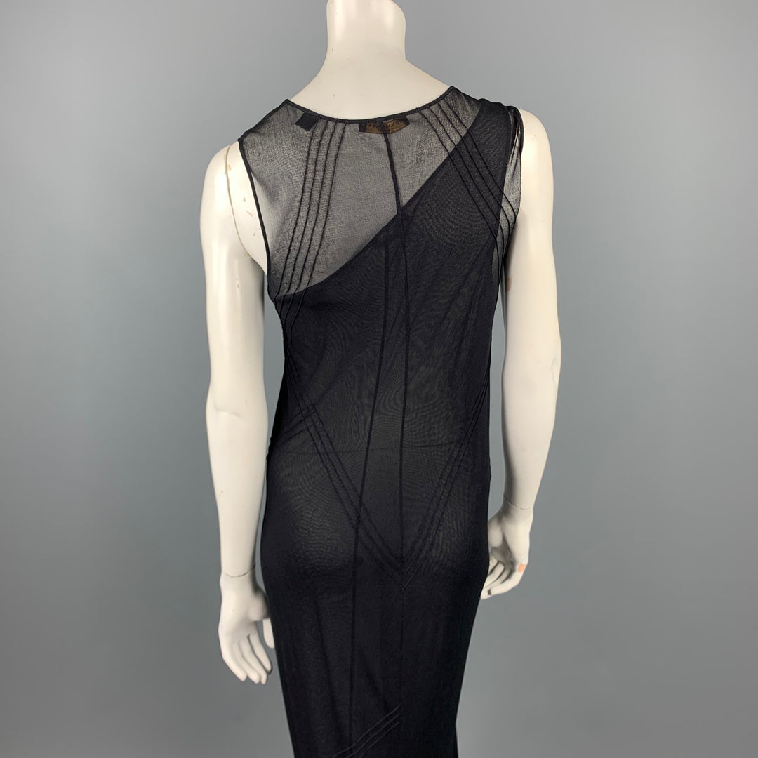 DONNA KARAN Taille L Robe droite en maille noire polyester/rayonne