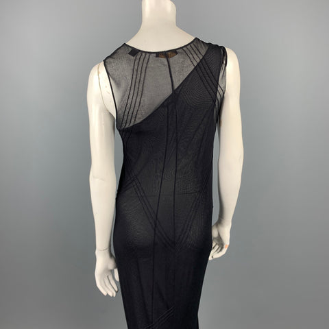 DONNA KARAN Talla L Vestido recto de poliéster / rayón de malla negro
