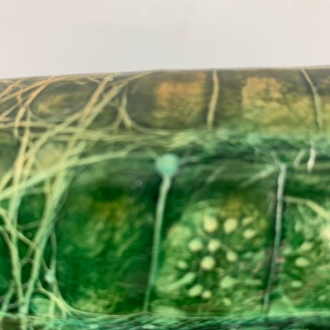 REYNA ICAZA Green Leather Alligator Baguette Clutch