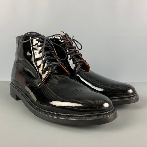 DUCKIE BROWN Size 12 Black Solid Leather Lace Up Boots