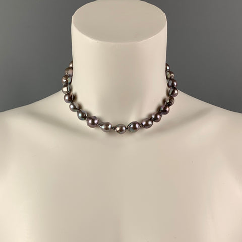VINTAGE Grey Gold 14K Pearl Choker Necklace