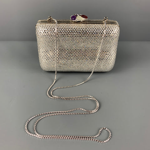 Vintage JUDITH LEIBER Silver Rhinestones Clutch Handbag