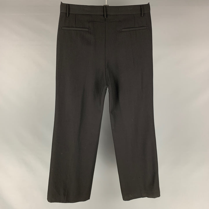 GIVENCHY Size 32 Black Solid Wool Wide Leg Dress Pants