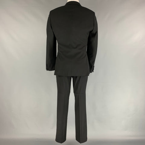 TOPMAN Size 40 Black Polyester / Viscose Peak Lapel Tuxedo Suit
