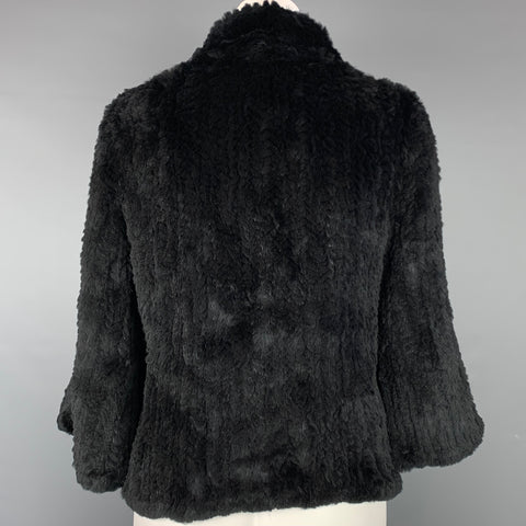 MAXSTUDIO Edición especial Talla S Chaqueta de punto con gancho y bucle de piel de conejo negra