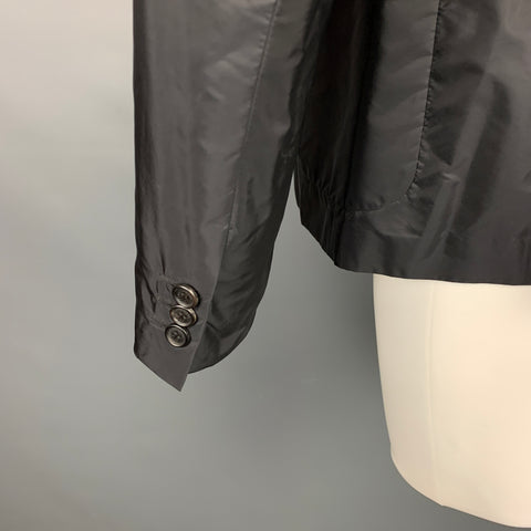 PRADA Size US 40 Black Nylon Notch Lapel Sport Coat Jacket