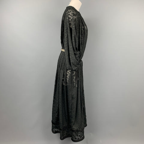 DIEGO BINETTI Size XS Black & Silver Polyester Pleated Long Nucleus Dress