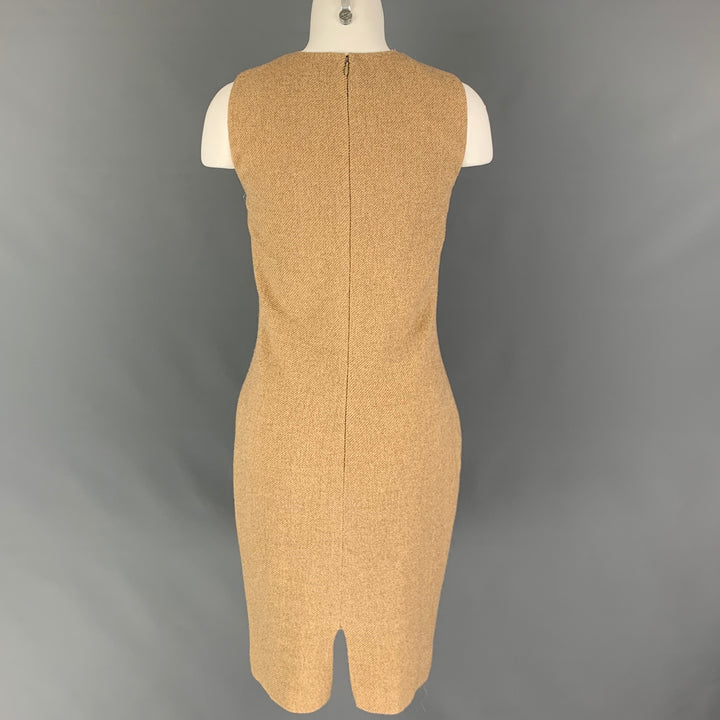 RALPH LAUREN Black Label Taille 6 Robe sans manches tissée en mélange de laine beige