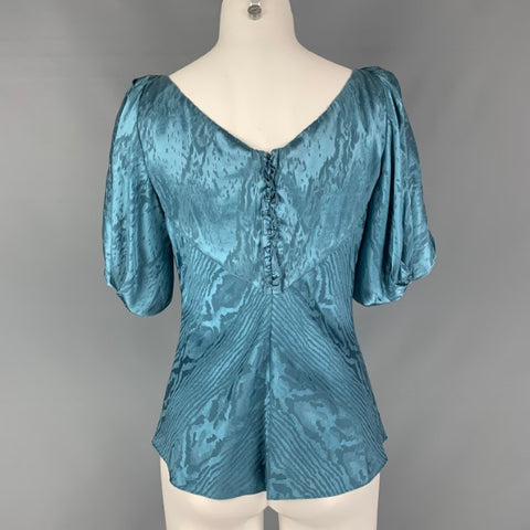ZAC POSEN Taille 6 Chemisier drapé marbré en soie mousse de mer