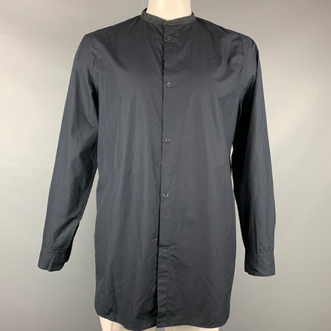 RAG & BONE Size XL Black Cotton Nehru Collar Long Sleeve Shirt