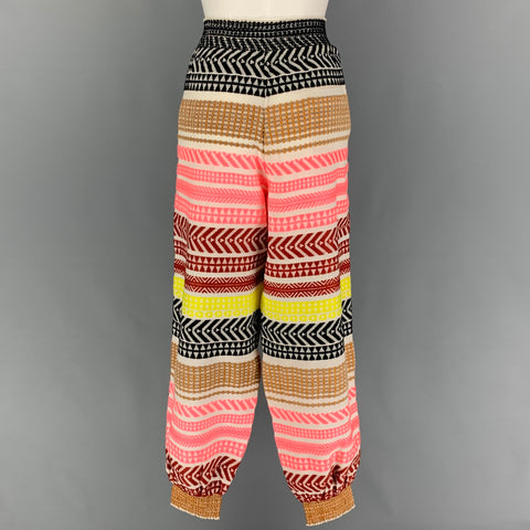 ALICE + OLIVIA Size L Multi-Color Cotton Woven Elastic Waistband Pants