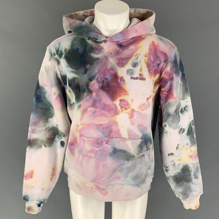 MADHAPPY Size M Multi-Color Tie Dye Cotton Hooded Sweatshirt