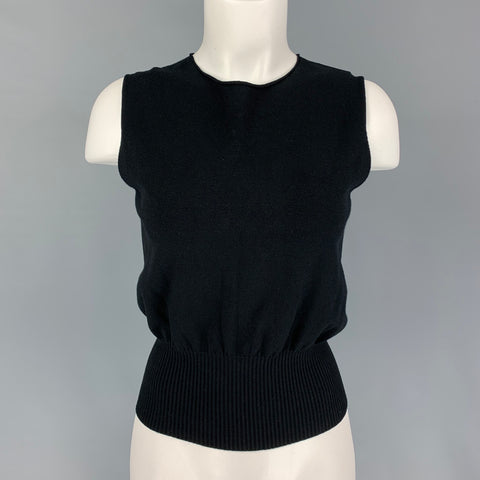 ARMANI COLLEZIONI Size 6 Black Viscose Polyester Sleeveless Casual Top